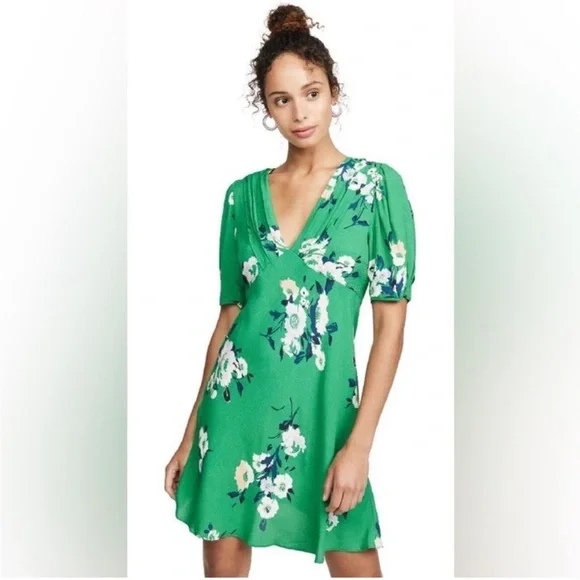 Free People | Dresses | Free People Neon Garden Kelly Green Floral Print Fit  Flare Dress Sz 6 Babydoll | Poshmark